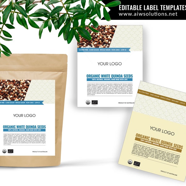 kraft bag label design, Flat bottom pouch label, nutrition label template, Kraft pouch label template, coffee label template, editable label