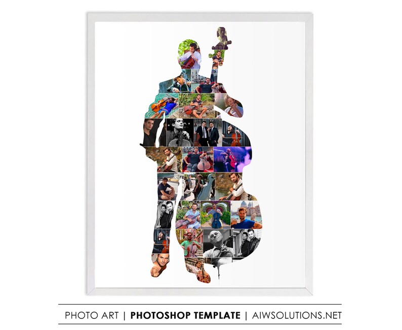 Cello Man Photo Collage Template,male Cello Shape, Cello Boy Player ...
