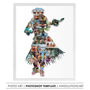 Hawaiian Dancer photo collage template,Hula Girl collage, Cute Hawaiian Hula Girl, island gift idea, Hawaii art template , aloha dance art