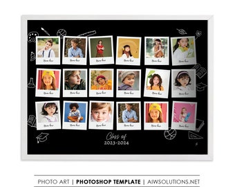 School Class photo collage template, Kindergarten Class Photo,Student class photo collage,School Composite , School Photography Template,