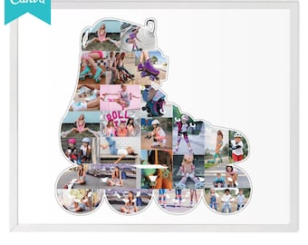 Roller Skate Shape Photo Collage Template, Roller Skate Gifts, Rollerblading Gifts, sport art gift