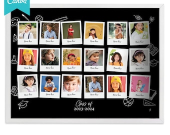 School Class Canva photo collage template, Kindergarten Class Photo,Student class photo collage,School Composite , School Template,