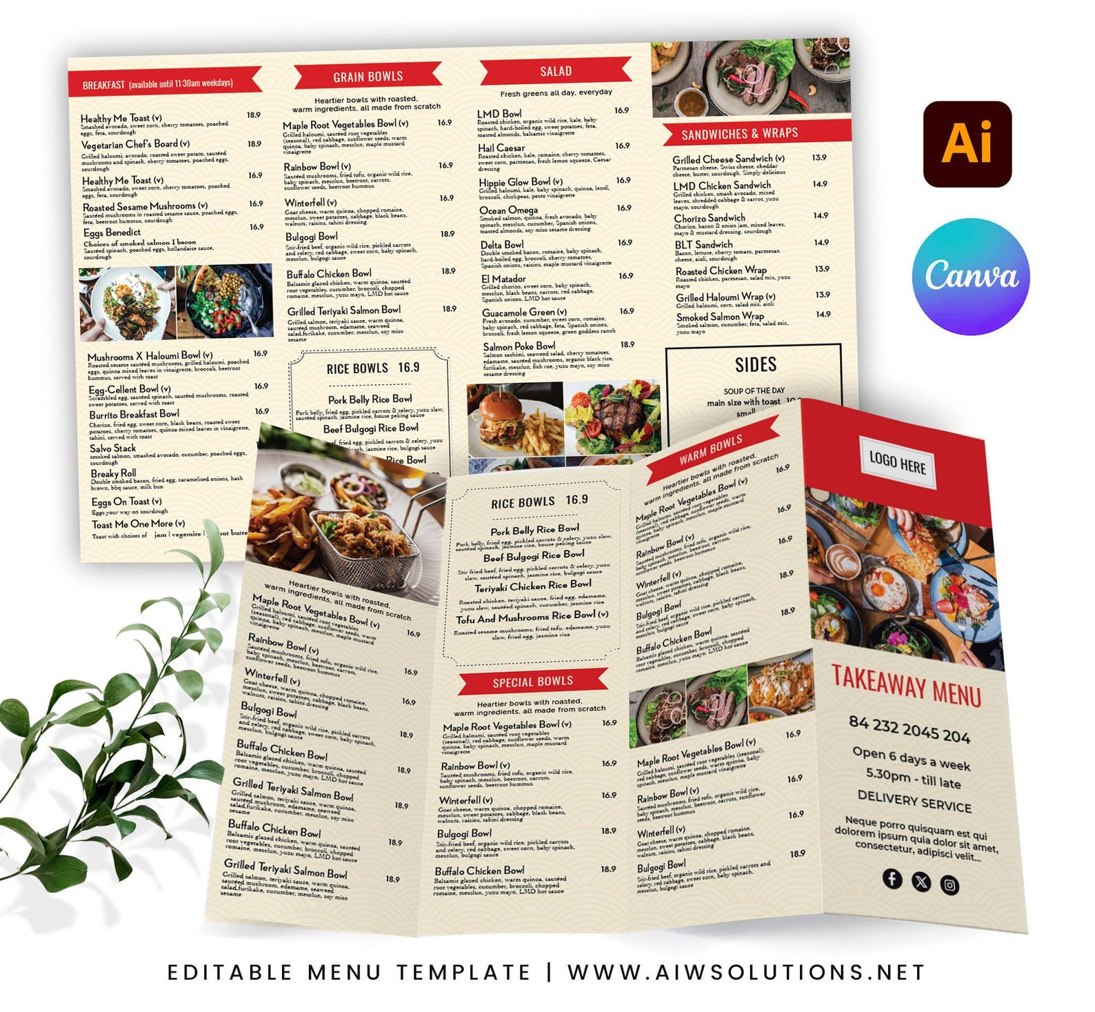 Menu Corners Takeout Menu Template, Canva Quad Fold Menu Template, Restaurant Menu ...
