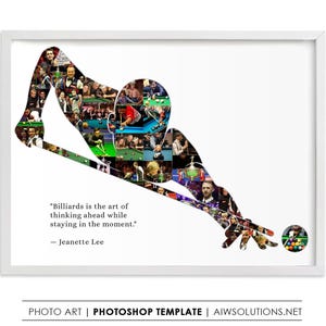 Pool Player Photo Collage Template | Billiards Photoshop Collage | Sports Memory Gift | sport art gift | Coach Gift | Team Keepsake