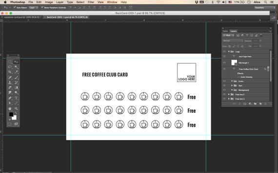 free coffee card template free salon loyalty business card etsy customer card template