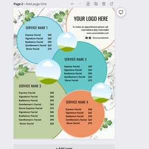 Canva spa price list,Spa Menu,Beauty Services price list,Hair Salon Menu, Nail Salon Menu,Makeup Services menu,Bridal Services price list image 5