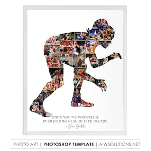 Girl Wrestler Photo Collage, female WRESTLING photo collage template, woman wrestling project,senior wrestling gift for girl