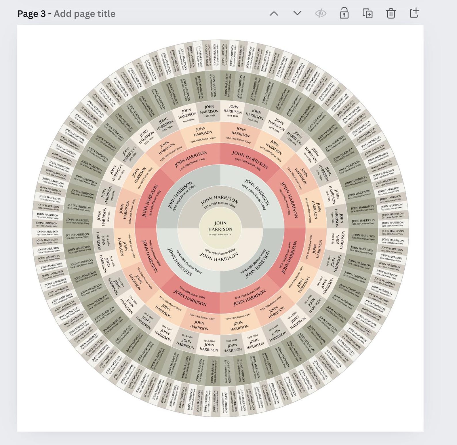 8 Generations Family Tree, Editable Canva Circle Family Tree Template ...