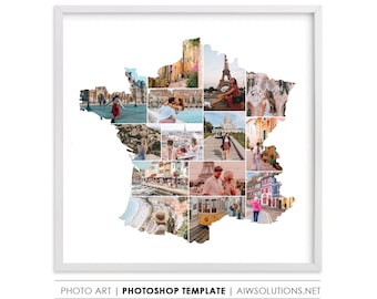 France photo Collage Template, France  map Storyboard Template, France  travel art  GIFT, France travel gift idea, France  Location map art