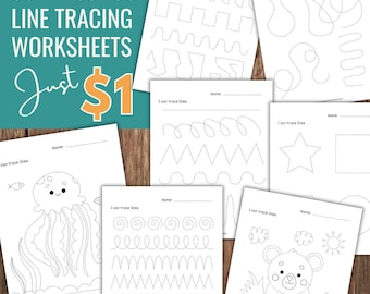30 Preschool Line Tracing Worksheets Bundle,Line Trace Page Printable, Kindergarten Curriculum Learning,Kindergarten Line Tracing Activities