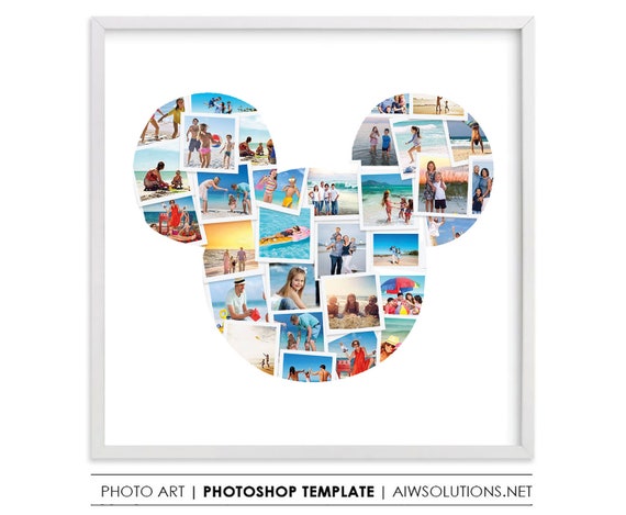 Disney Collage Mickey Photo Collage Mickey Shape Collage Etsy