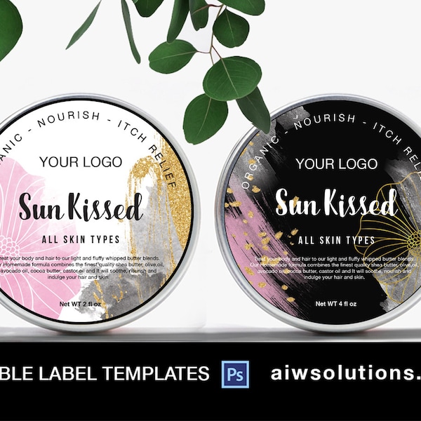 Shea Butter label template, Body Butter label, Carrier Oils  label, Fragrance Skin Care label, round label template, sticker template
