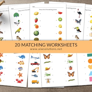 Preschool Busy Book,Interactive Picture Matching, Match the Picture, Kindergarten Preschool Activity, Match the Object Worksheets