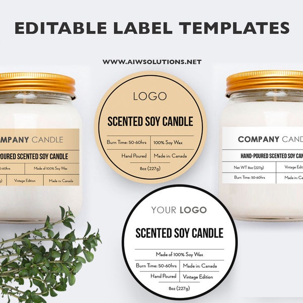 Minimalist Candle Label,  Black and Gold Label,  BottleLabels, Candy Labels, Jam Labels, Honey Labels, Sauce Labels, Modern Candle Label