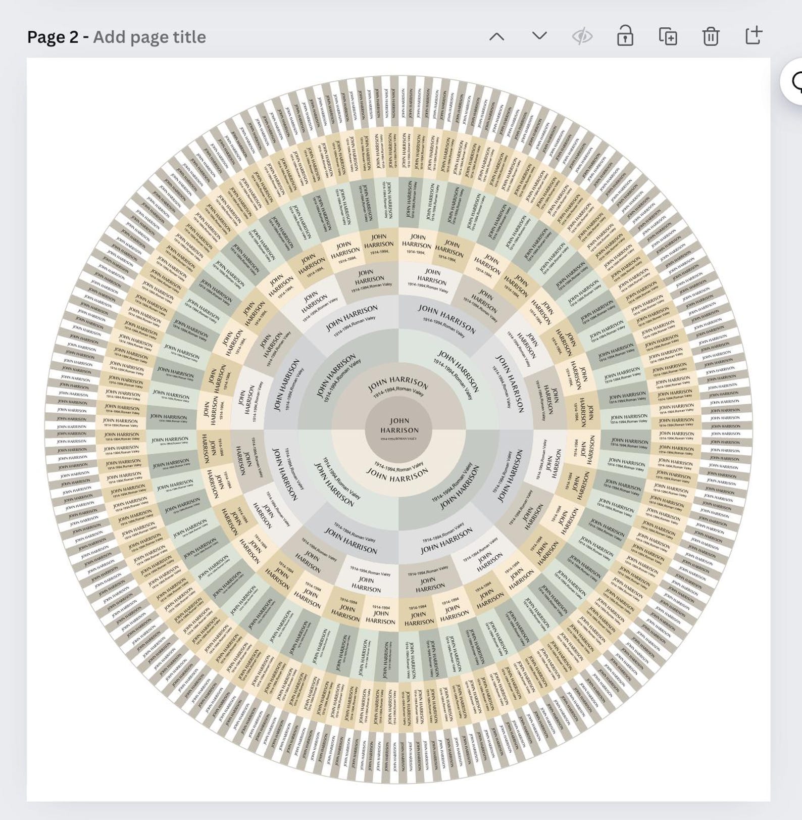 9 Generations Family Tree, Editable Canva Circle Family Tree Template ...