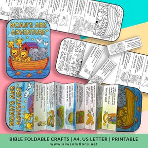 Noah’s Ark Foldable Craft Printable, Cut Color and Assemble Bible Activity for Kids, God’s promises craft,Sunday School Noah’s Ark lesson