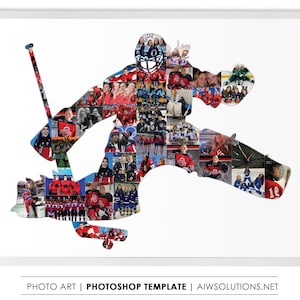 Plantilla de collage de fotos de chica portera de hockey, regalo deportivo para niñas porteras, regalo de hockey para personas mayores, collage de jugadoras de hockey, portera de hockey femenina