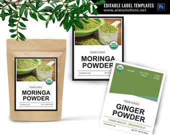 Label template for Standup Pouch, powder label template for kraft pouch, Coffee Packaging template, tea Packaging template