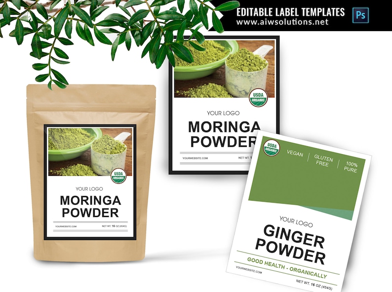 Label Template for Standup Pouch, Powder Label Template for Kraft Pouch ...