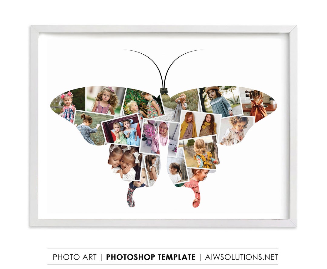 Butterfly Photo Collage Template, Butterfly Baby Shower Ideas