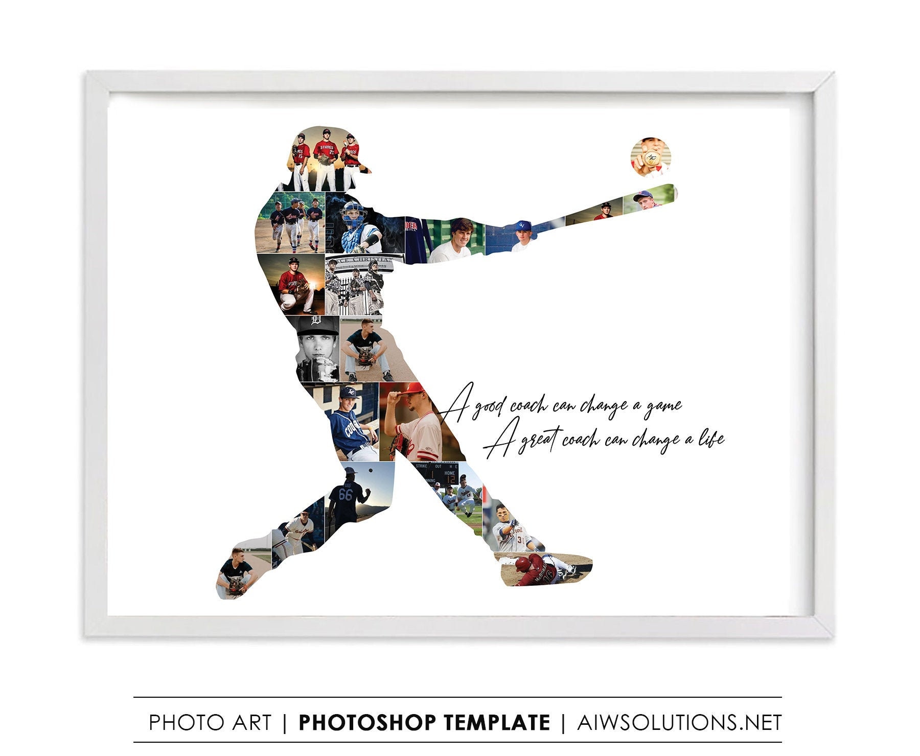 Baseball Photo Collage,Baseball art template, Gift For Coach,Sport Ph…