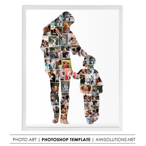 Plantilla de collage de fotos de madre e hijo, plantilla de madre y niño, regalo para mamá, decoración de habitación de niño, decoración de habitación de hija, decoración de habitación de niño
