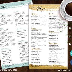 Plantillas de menú de bebidas de Canva, plantilla de menú de restaurante, plantilla de menú de oro, plantilla de menú Aqua, plantilla de menú de barra de bricolaje, plantilla de menú de barra