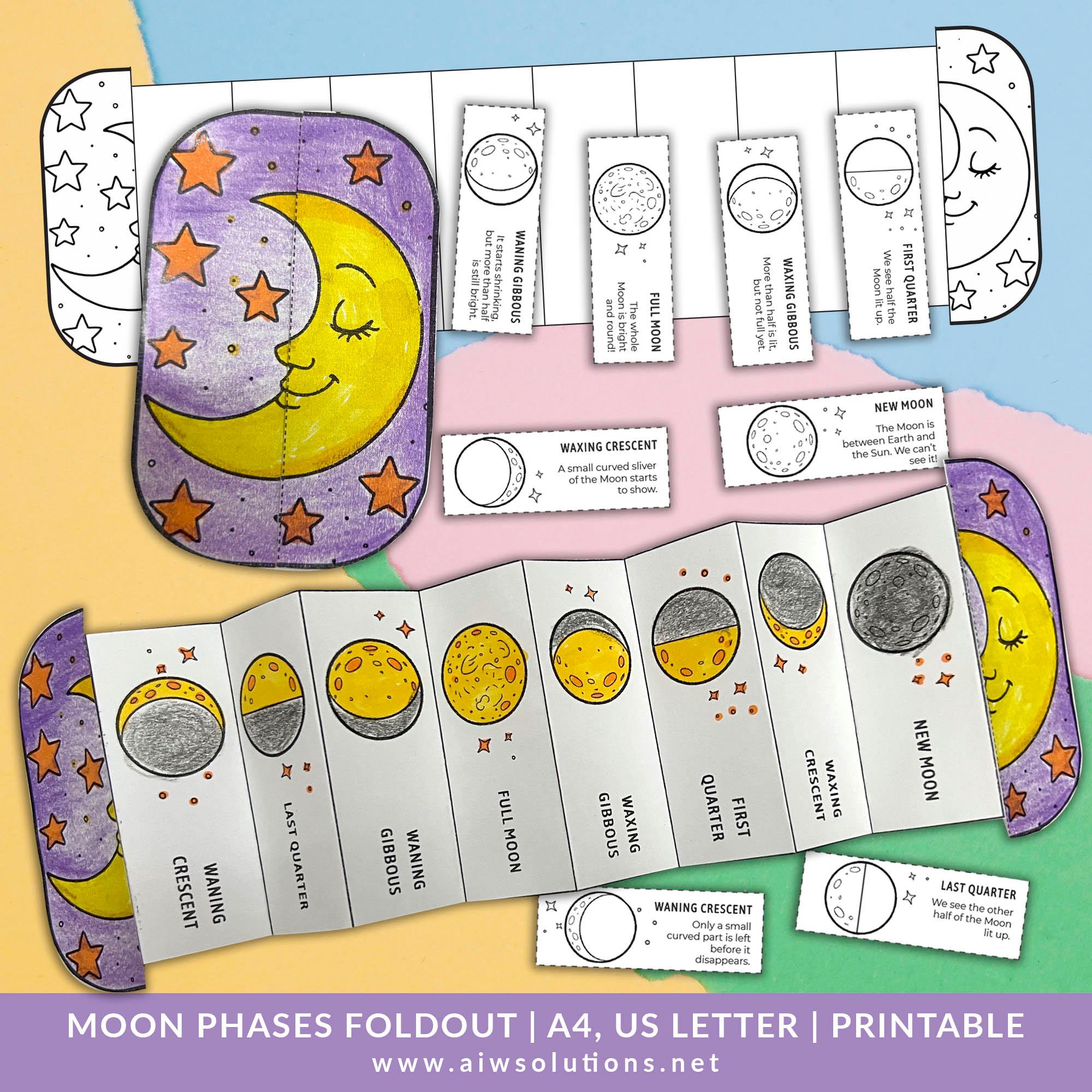 Phases of the moon craft,printable moon phases,moon foldable…