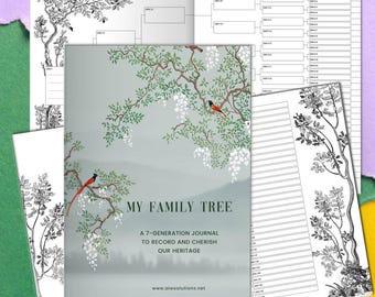 7-Generationen Stammbaum Genealogie Journal: Ancestry Recherche-Notizbuch (PDF druckbar)