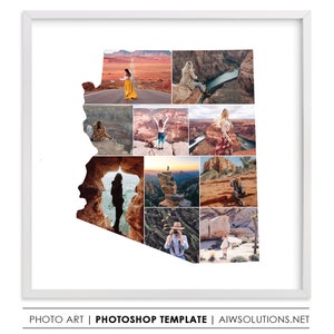Kunst-Karte von Arizona, Arizona Foto Collage Kunst Karte, Arizona Reise-Geschenk-Idee für zu Hause, Arizona Lage Karte Kunst, Arizona Karte Foto Collage,