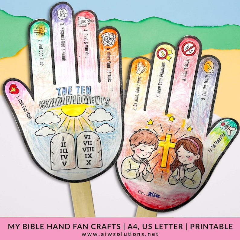 Ten Commandments Hand Fan Craft, Bible Craft for Kids, 10 Commandments ...