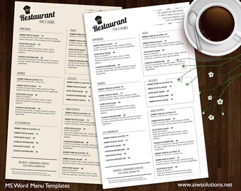 Food Menu Templates, Printable Restaurant Menu Template, Wedding Menu Template, Food Menu Template,DIY bar menu template ,bar menu template