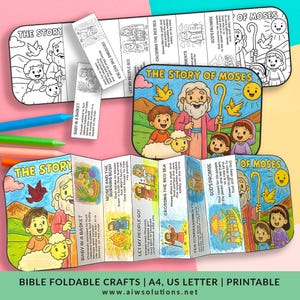 Story of Moses Craft – Bible Foldable Activity, Sunday School (PDF & JPG)