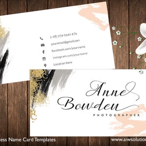 Business Cards Printable, Name Card Template, Photography name card, calling cards, DIY business cards, EASY to Edit and Print at Home image 2