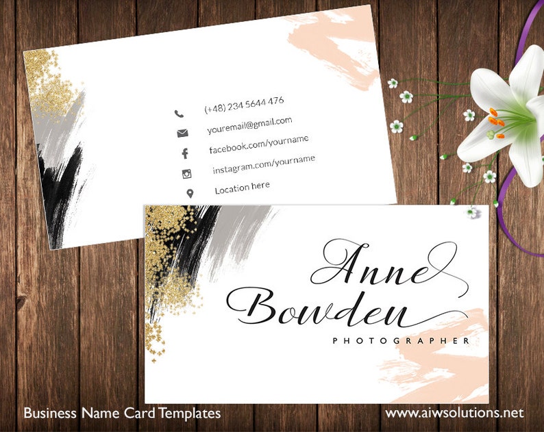 Business Cards Printable, Name Card Template, Photography name card, calling cards, DIY business cards, EASY to Edit and Print at Home image 2