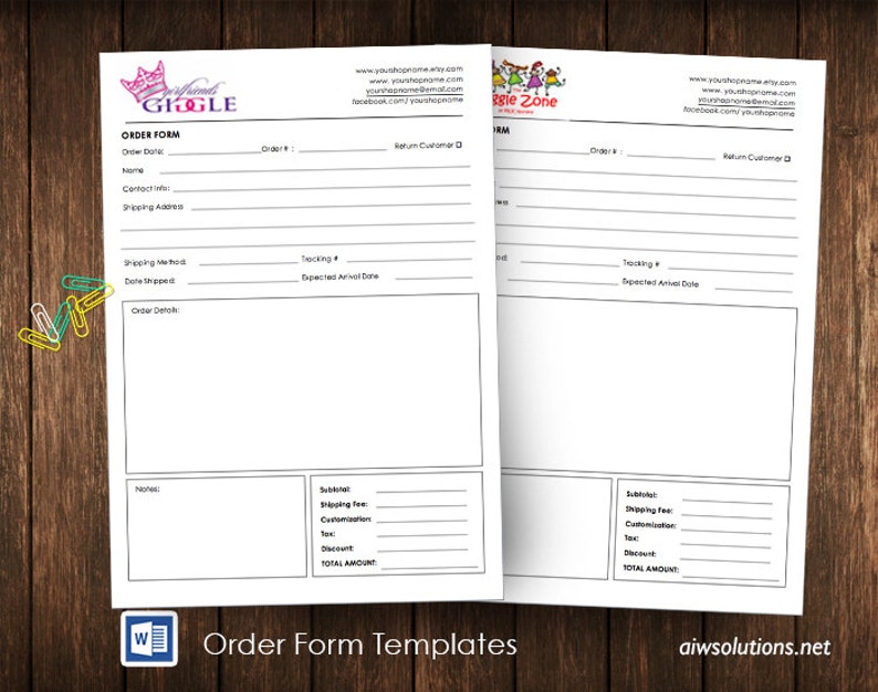 order form, Wholesale order form template, ms word order form, Retail Order Form,PRINTABLE ORDER FORM, editable form, sell form image 1