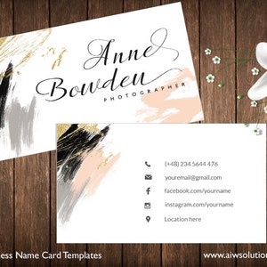 Business Cards Printable, Name Card Template, Photography name card, calling cards, DIY business cards, EASY to Edit and Print at Home image 1
