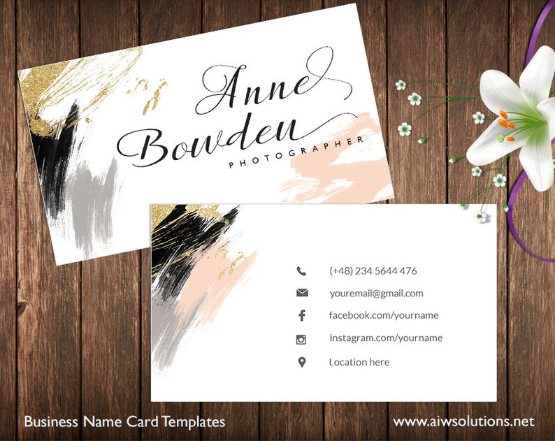 Business Cards Printable, Name Card Template, Photography name card, calling cards, DIY business cards, EASY to Edit and Print at Home image 1