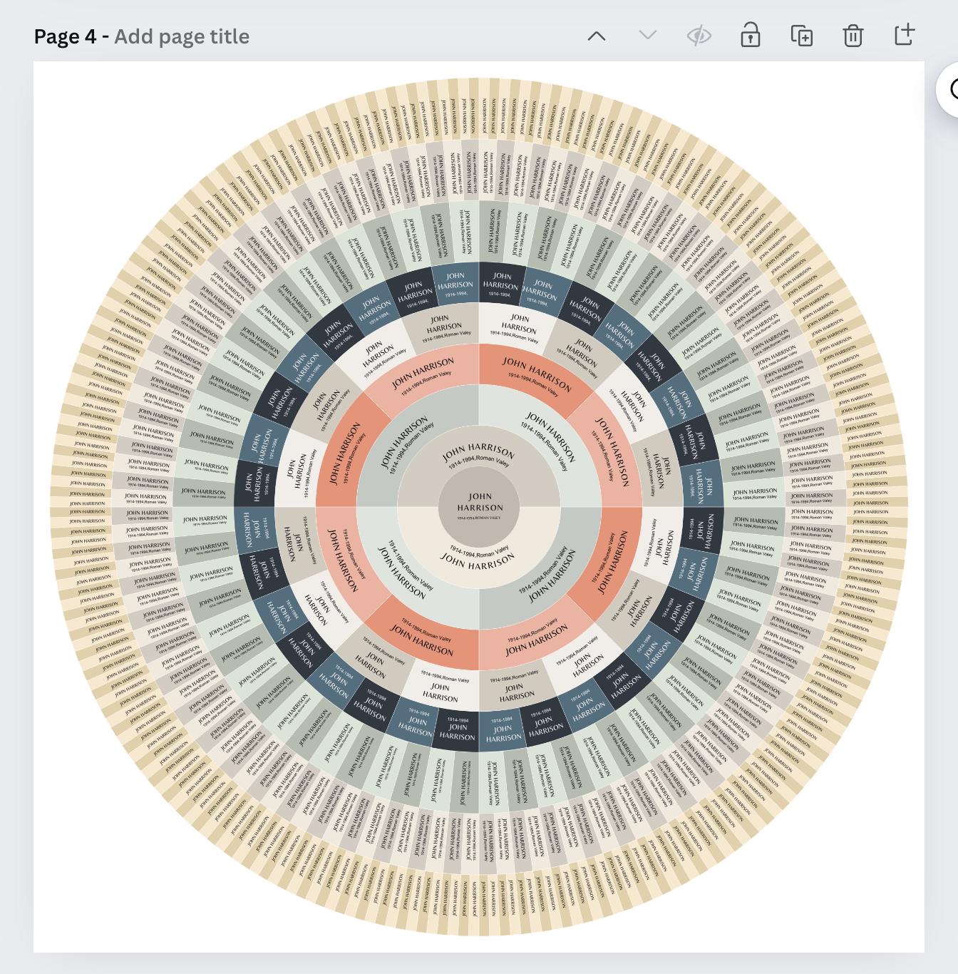 9 Generations Family Tree, Editable Canva Circle Family Tree Template ...