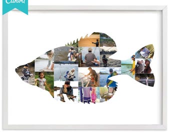 Crappie Fishing photo collage template, Fishing art shape template, Fishing Gifts ,Fishing Decor, Fishing Gifts for Men,Crappie  fish shape