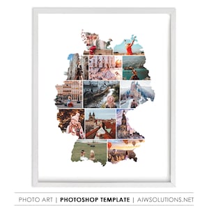 Deutschland Karte Foto Collage Vorlage, Deutschland Storyboard Vorlage, Deutschland Reisegeschenk, Deutschland Photoshop Rahmen, Deutschland Kunstvorlage