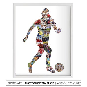 Female Soccer Photo Collage, Football Collage, female Soccer player kicking ball, Girl Football Player Collage, , Soccer player shape