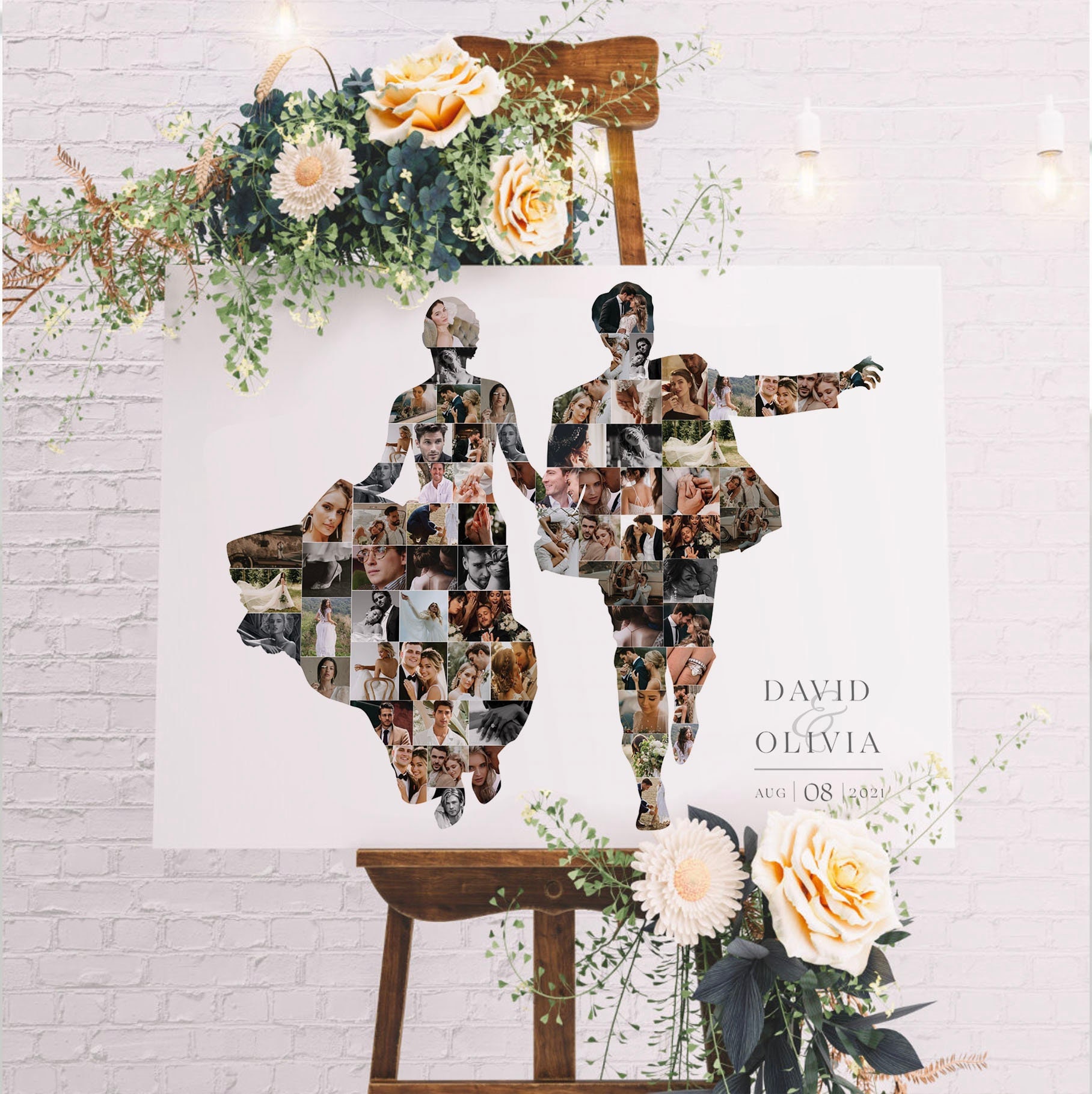 結婚式のカップルの写真コラージュ、カップルの写真テンプレート