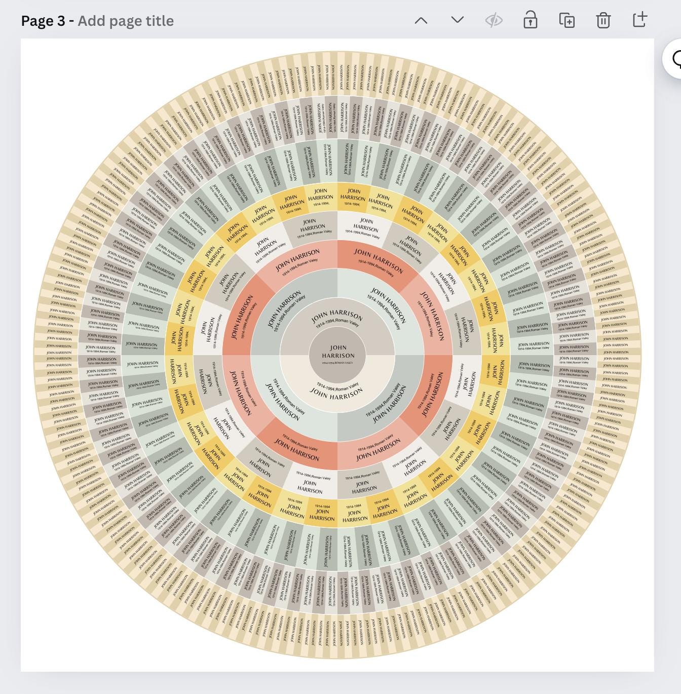 9 Generations Family Tree, Editable Canva Circle Family Tree Template ...