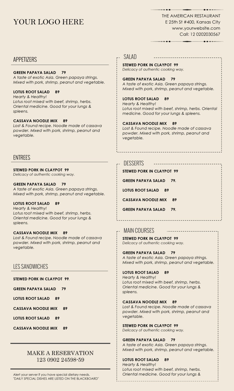 food-menu-templates-printable-restaurant-menu-template-etsy