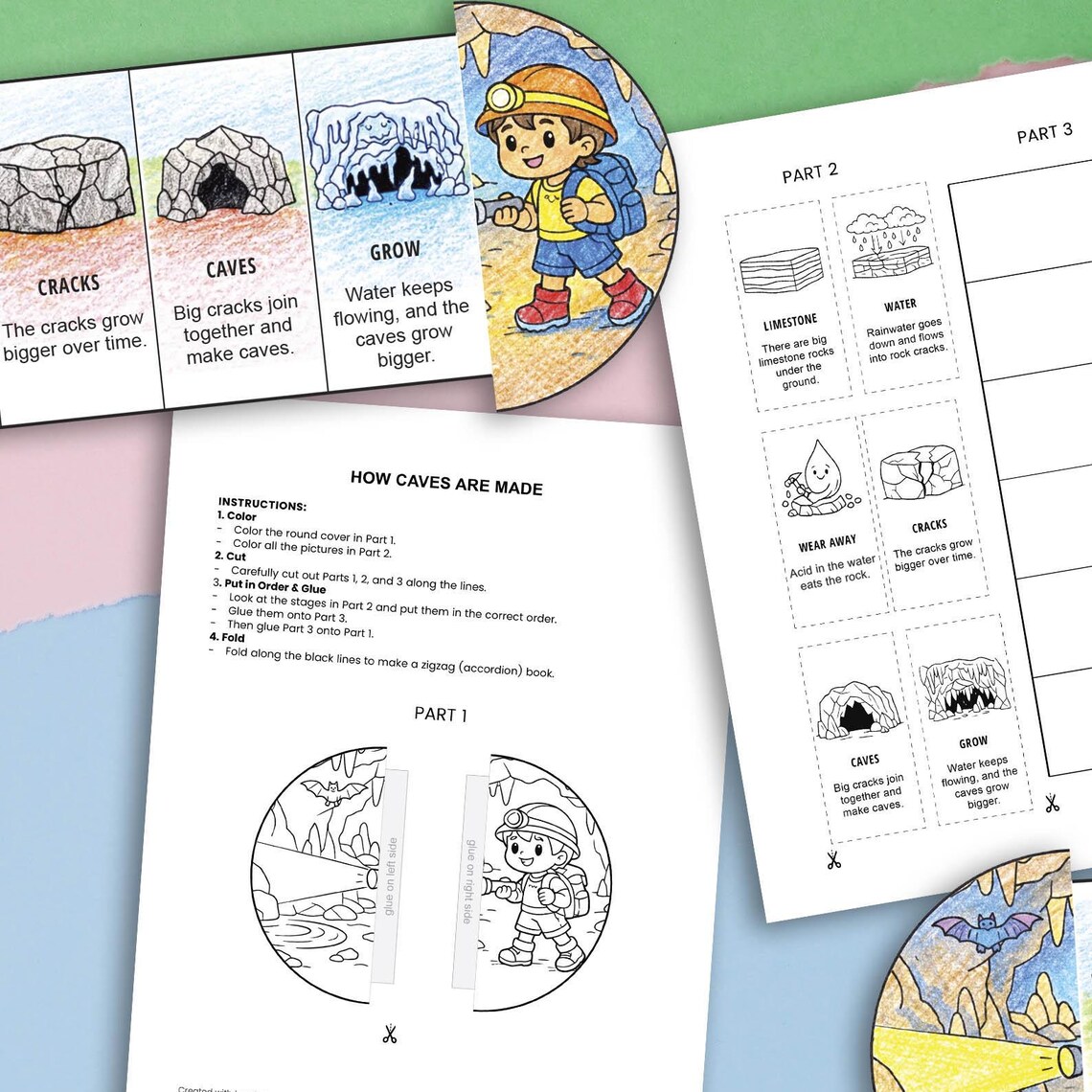 How Caves Form.pdf How Caves Are Made Activity Printable, Cut and Paste Science Craft ...