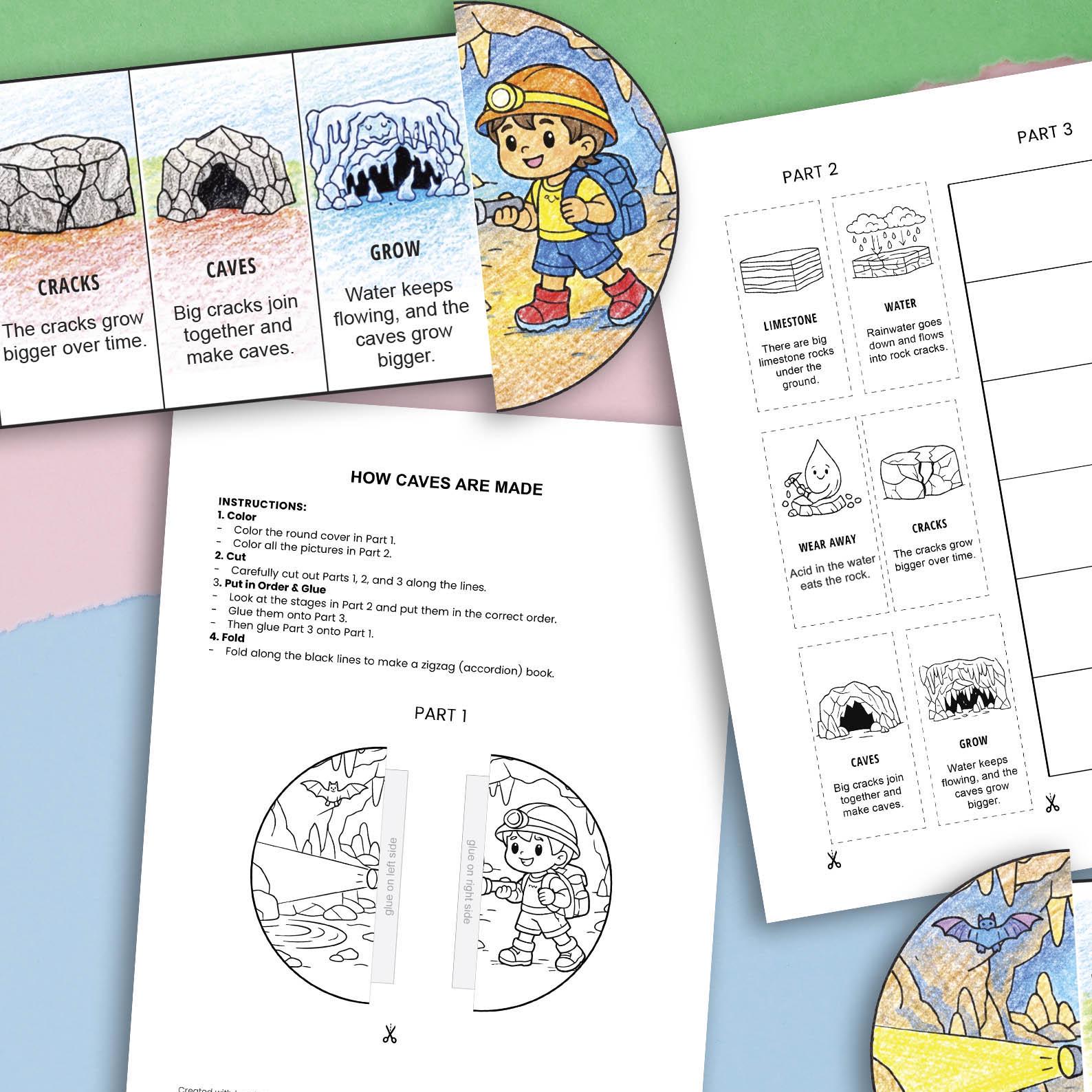 How Caves Form.pdf How Caves Are Made Activity Printable, Cut and Paste Science Craft ...