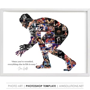 Wrestler Photo Collage,WRESTLING photo collage template,Sports Memory Photo Templates, wrestling project,senior wrestling gift