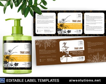 Conditioning Hand Wash label template, editable bath label, hand soap label, Hand wash label template, wild flower hand wash label template