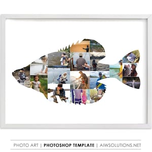 Crappie Fishing photo collage template, Fishing art shape template, Fishing Gifts ,Fishing Decor, Fishing Gifts for Men,Crappie  fish shape
